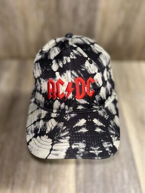 AC/DC Hat Black Gray Red Tie Dye H3 Headwear Strapback Adjustable Cap Adult
